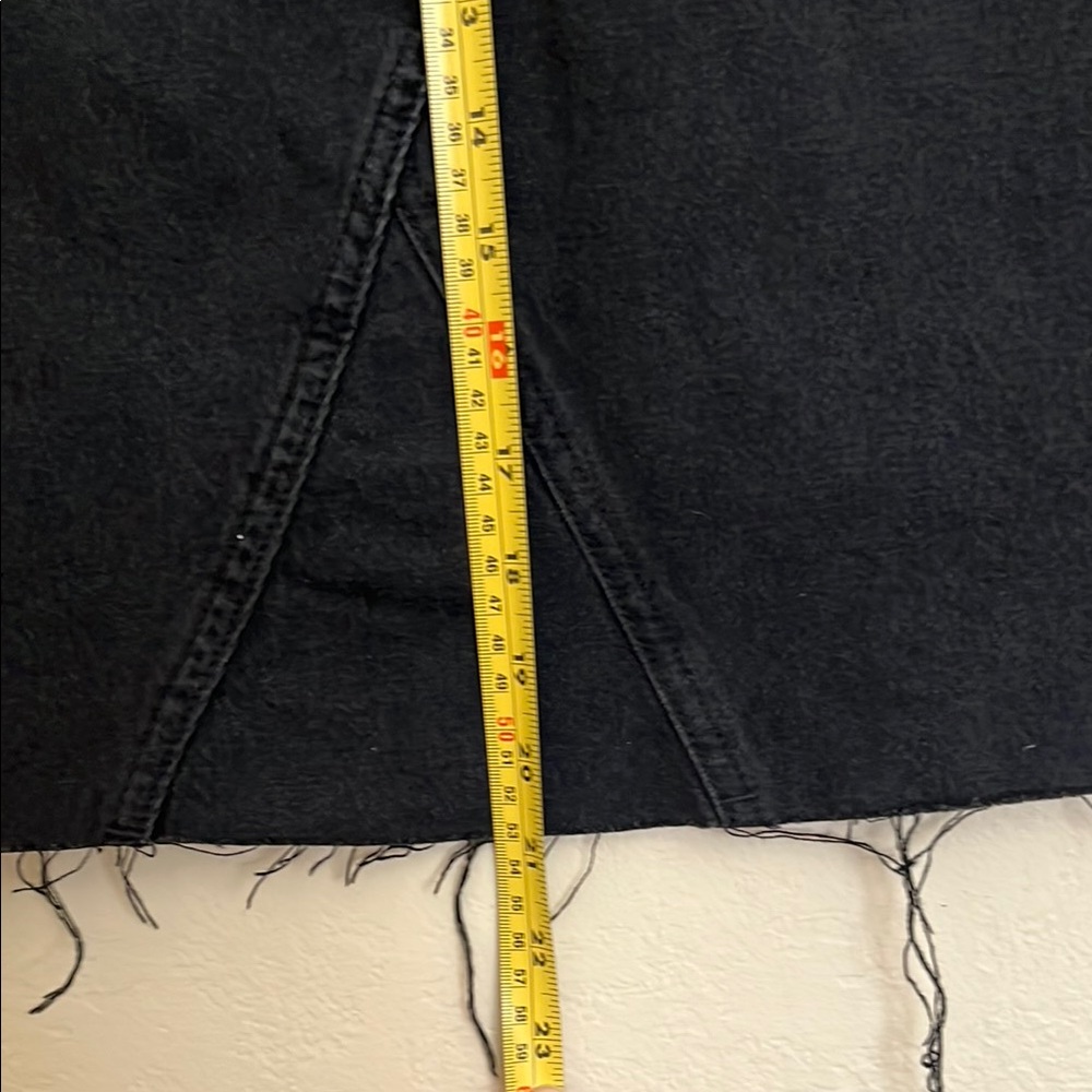 Knee-Length Black Denim Skirt - Picture 4 of 7